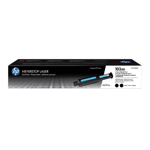 HP 103AD Dual Pack Black Original Neverstop Laser Toner Reload Kit – 2.5K Pages / Black Color / Laser Toner Reload Kit – (W1103AD)