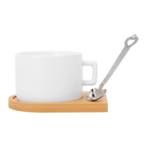 Ceramic Coffee Mug Blank with Plate and Spoon for Sublimation - 6oz