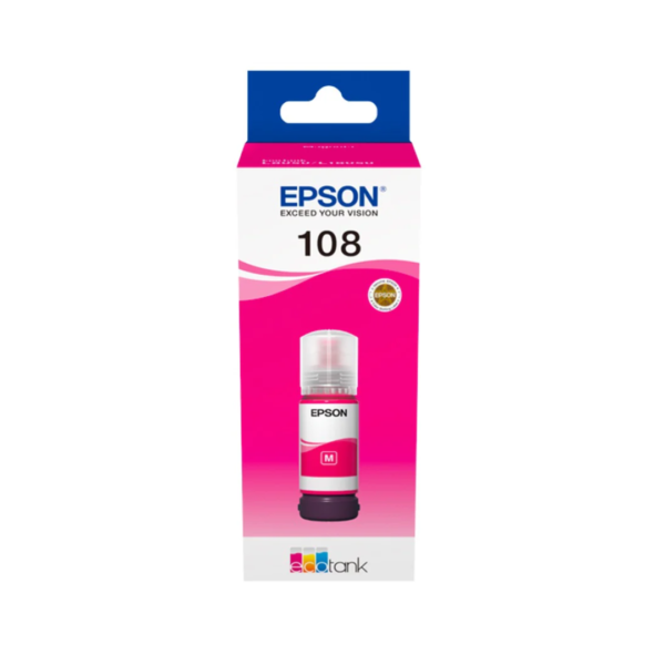 Epson 108 Magenta Ink Bottle – 7200 Pages/ 70 ml/ Magenta Color/ Ink Bottle