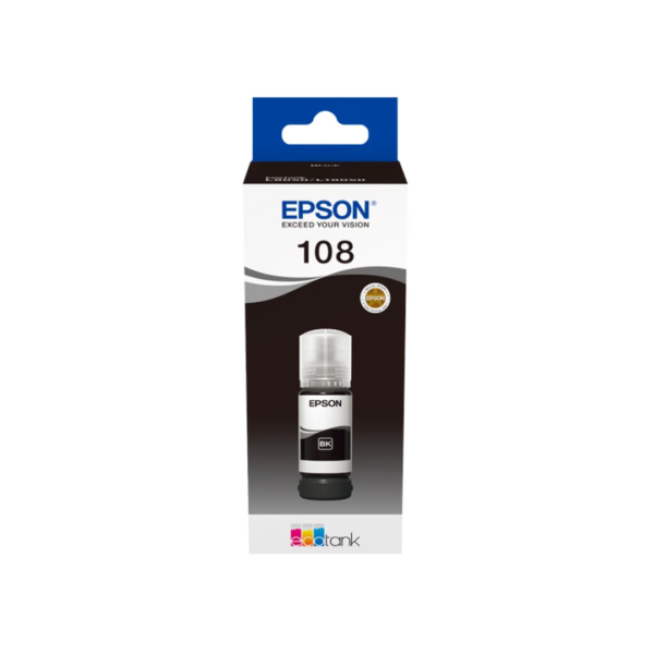 Epson 108 Black Ink Bottle – 5700 Pages/ 70 ml/ Black Color/ Ink Bottle