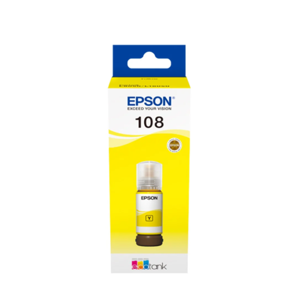 Epson 108 Yellow Ink Bottle – 7200 Pages/ 70 ml/ Yellow Color/ Ink Bottle