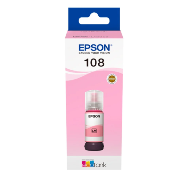Epson 108 Light Magenta Ink Bottle – 7200 Pages/ 70 ml/ Light Magenta Color/ Ink Bottle