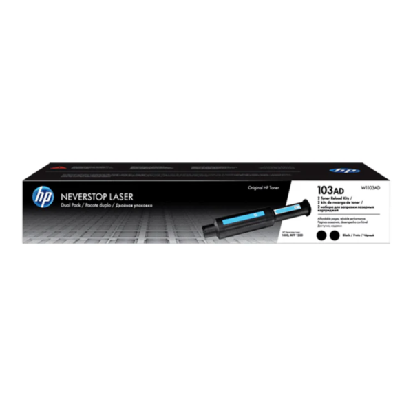HP 103AD Dual Pack Black Original Neverstop Laser Toner Reload Kit - 2.5K Pages / Black Color / Laser Toner Reload Kit - (W1103AD)